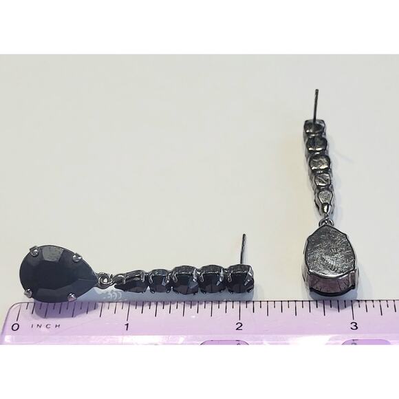 Furla Signed Earrings Designer Italy Black Pierced Dangle Pre Owned - Picture 3 of 5